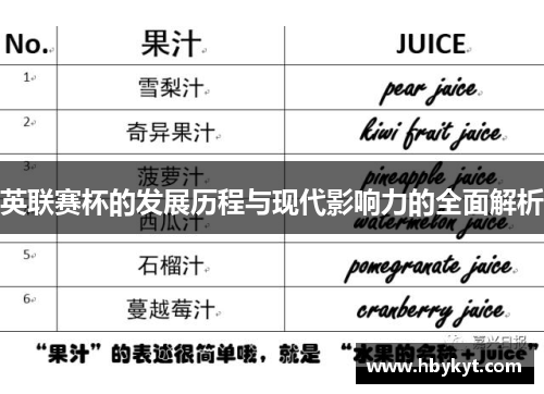 英联赛杯的发展历程与现代影响力的全面解析